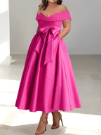 Sleeveless Off-the-Shoulder A-Line/Princess Ankle-Length Mother of the Bride Dresses with Pockets