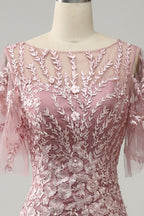 Floor-Length Mother of the Bride Lace Dresses with Trumpet/Mermaid Scoop Half Sleeves