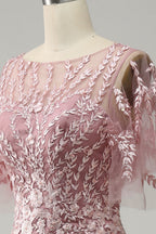 Floor-Length Mother of the Bride Lace Dresses with Trumpet/Mermaid Scoop Half Sleeves