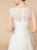 Knee Length Mother Of The Bride Dress A Line With Three Quarter Sleeves Wraps