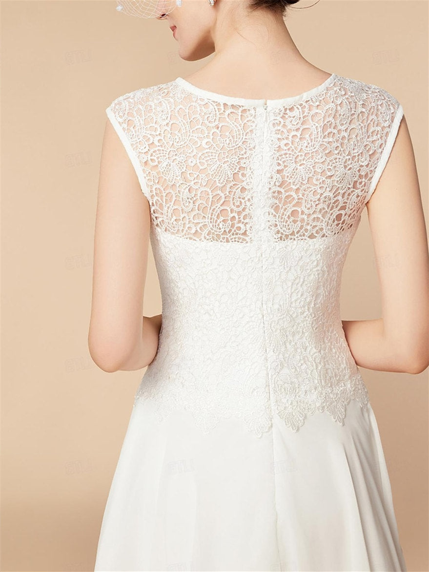Knee Length Mother Of The Bride Dress A Line With Three Quarter Sleeves Wraps