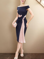 Knee Length Mother Of The Bride Dress With Short Sleeves Sheath Silhouette
