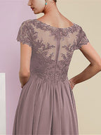 Elegant Short Sleeve A Line Jacket Dress For Mother Of The Bride
