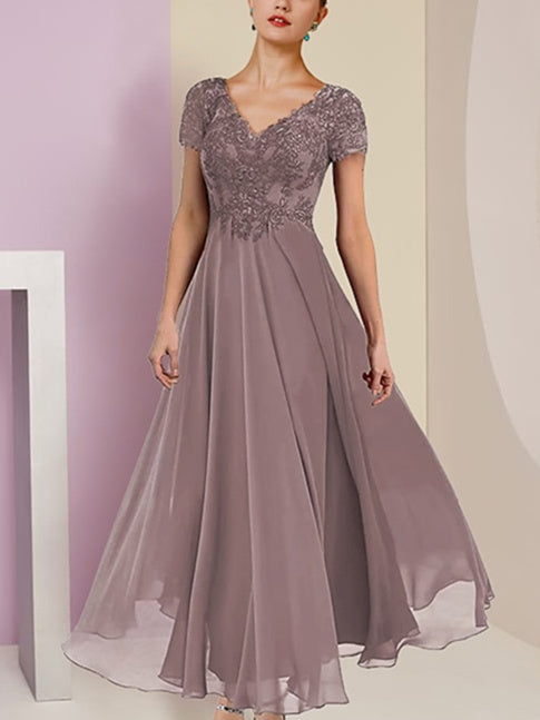 Elegant Short Sleeve A Line Jacket Dress For Mother Of The Bride