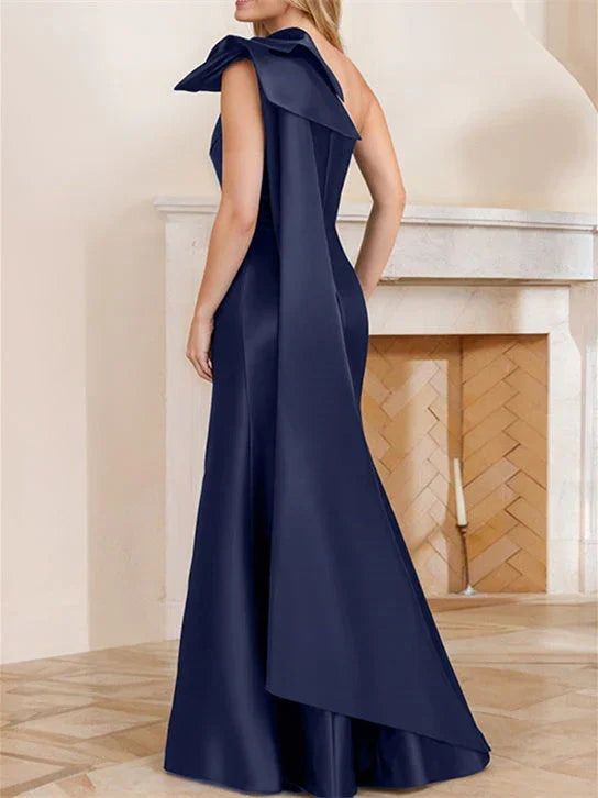 Trompete/Meerjungfrau Ein-Schulter-Bodenlang Brautmutterkleider