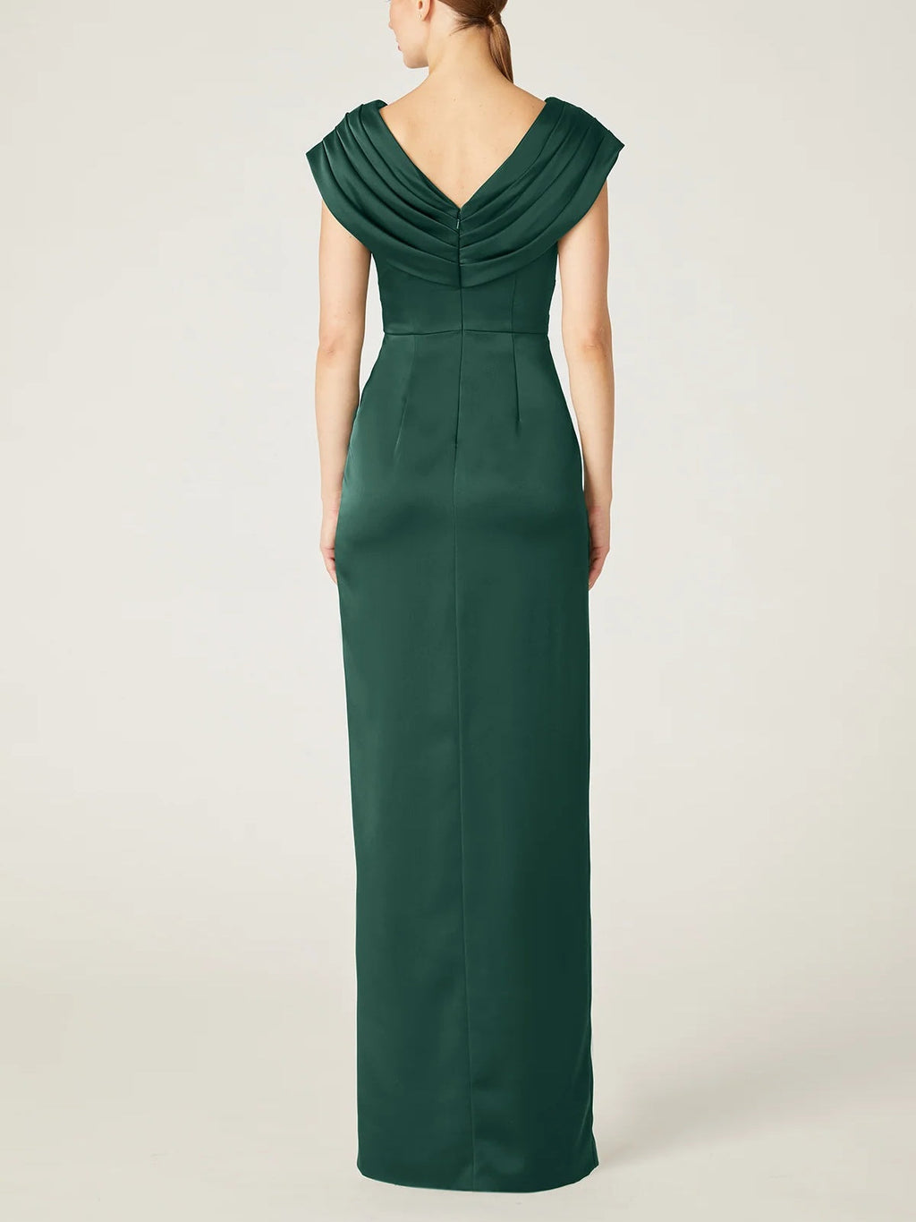 V Neck Sleeveless Floor Length Sheath Dress For Mother Of The Bride With Ruffles