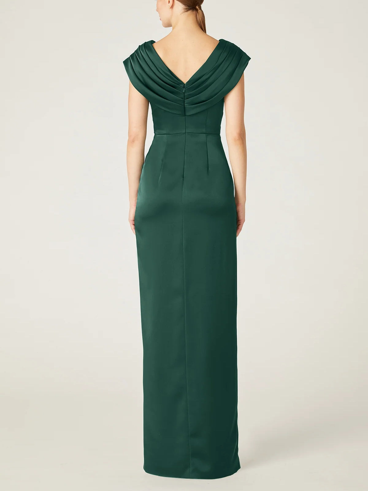 V Neck Sleeveless Floor Length Sheath Dress For Mother Of The Bride With Ruffles