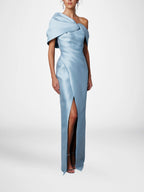 A-Line/Princess One-Shoulder Half Sleeves Floor-Length Mother of the Bride Dresses with Ruffles