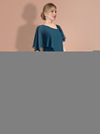 فساتين أم العروس بقصة ضيقة/عمود، بطول الركبة، بأكمام قصيرة