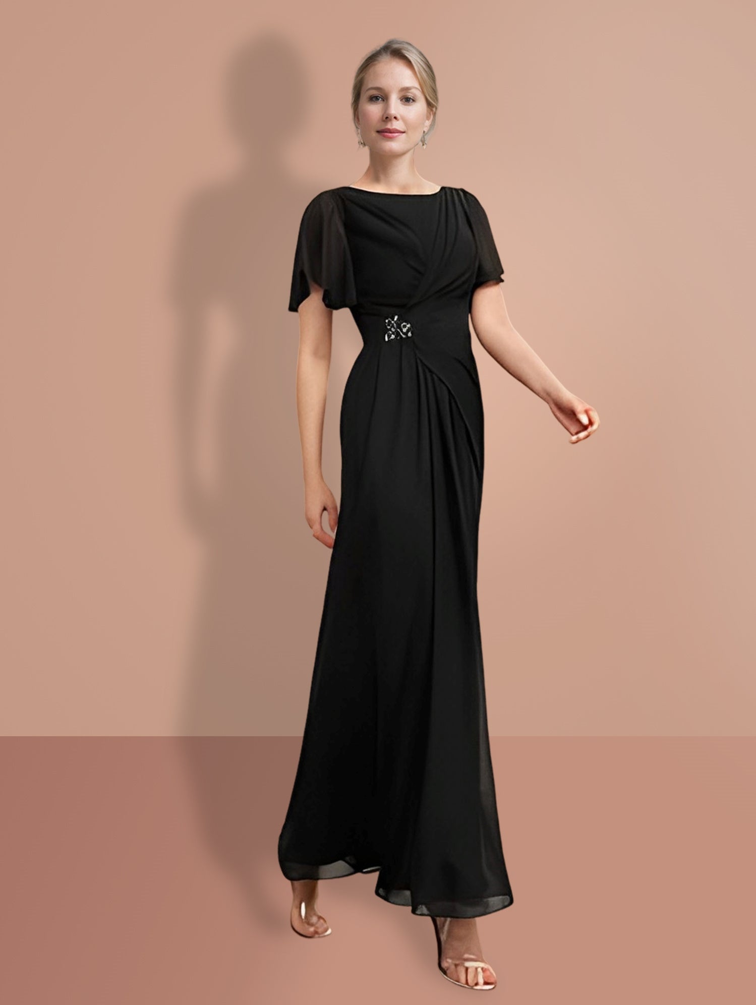 Short Sleeve Ankle Length Sheath Dresses For Mother Of The Bride