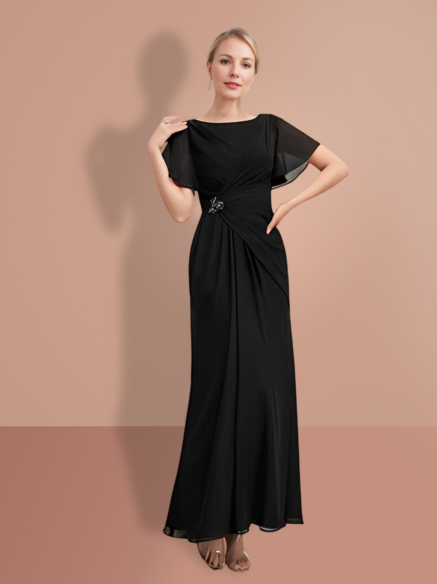 Short Sleeve Ankle Length Sheath Dresses For Mother Of The Bride