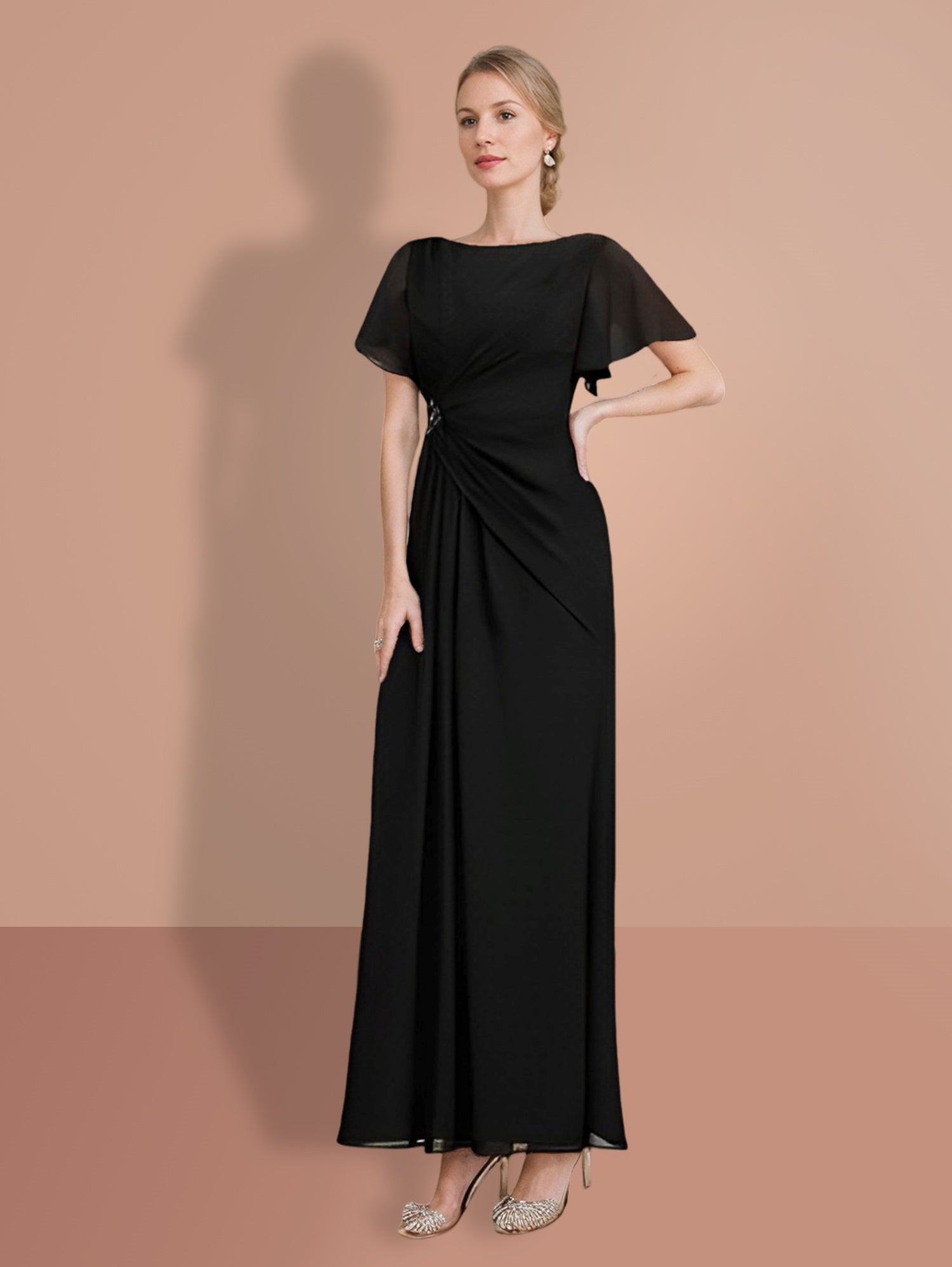 Short Sleeve Ankle Length Sheath Dresses For Mother Of The Bride