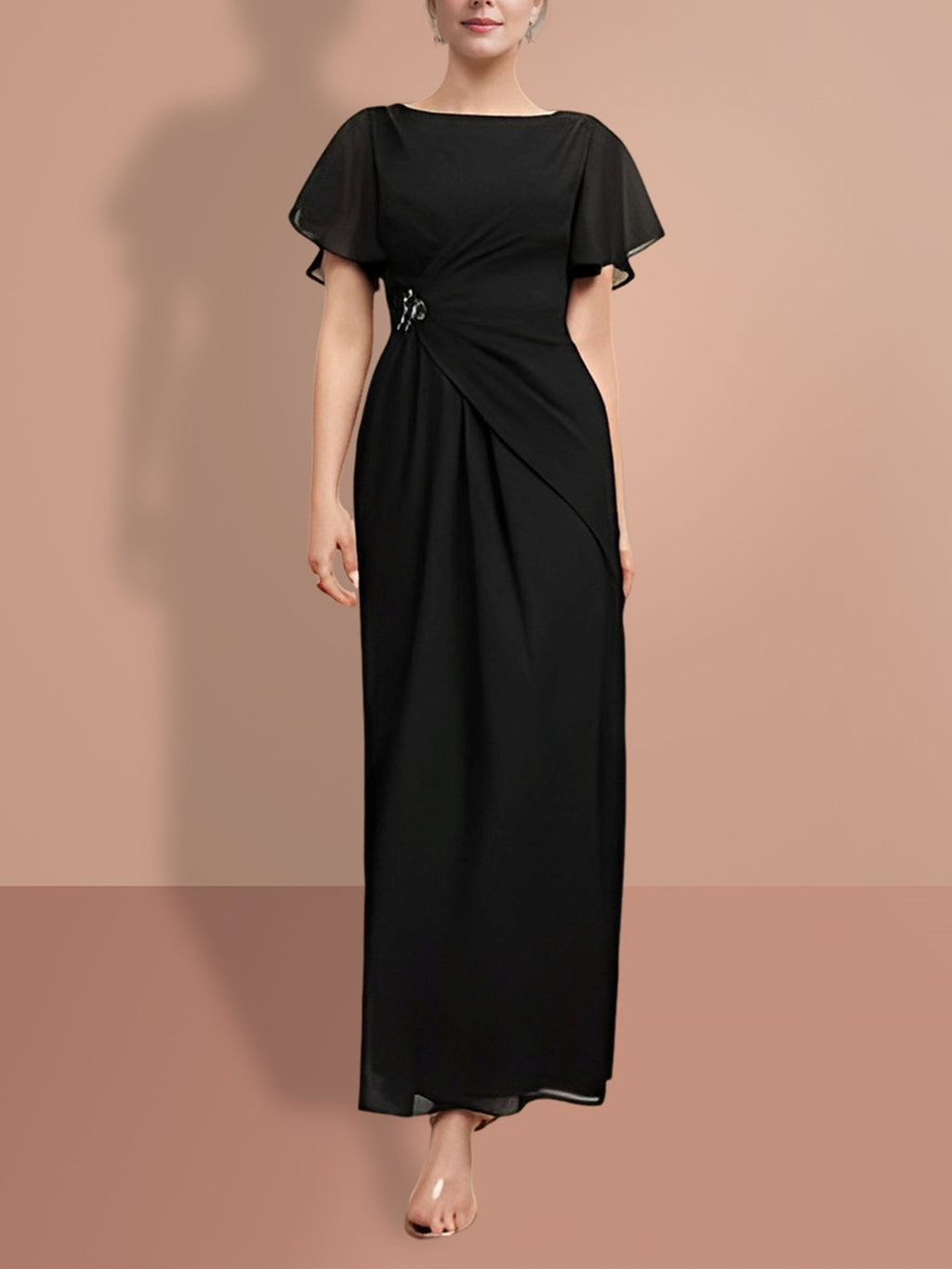 Short Sleeve Ankle Length Sheath Dresses For Mother Of The Bride