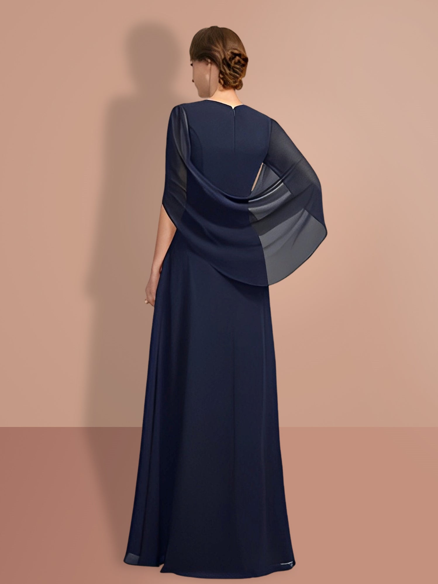 V Neck A Line Princess Mother Of The Bride Dress With Half Sleeves