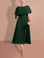 Short Sleeve A Line Princess Gown With Jewel Neckline For Mother Of The Bride