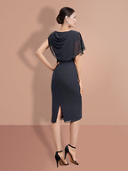 Knee Length Short Sleeve Sheath Dress For Mother Of The Bride