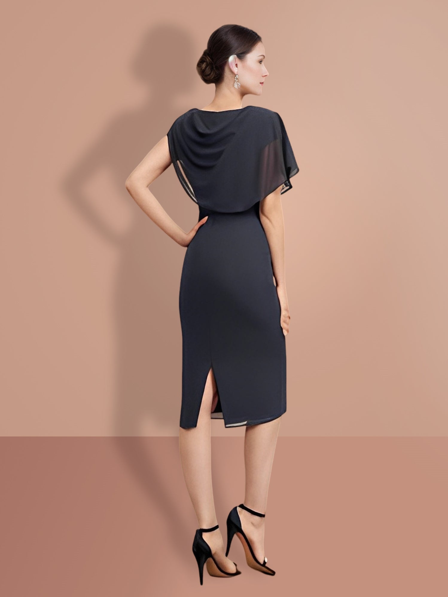 Knee Length Short Sleeve Sheath Dress For Mother Of The Bride