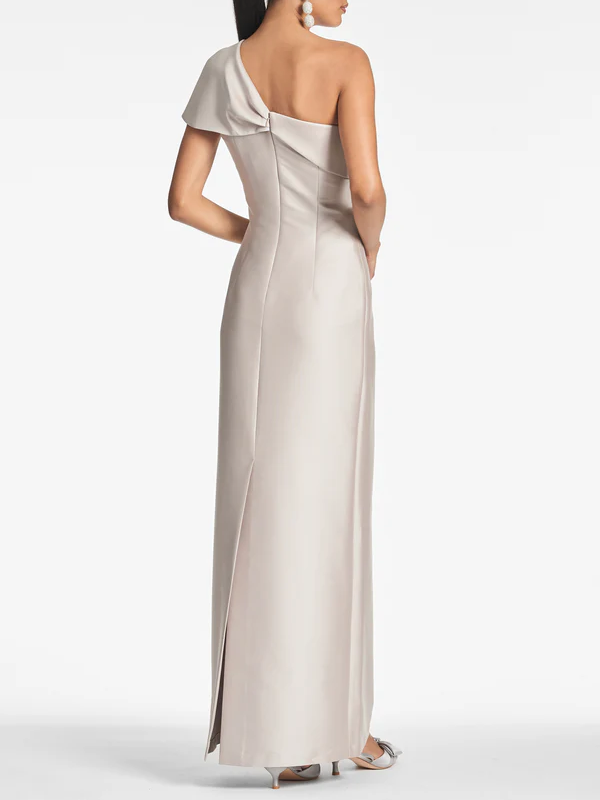 One Shoulder Floor Length Sheath Silhouette Mother Of The Bride Dress