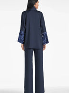 بدلات بنطلون بأكمام طويلة لأم العروس مع ترتر