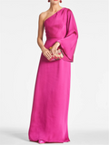 One Shoulder Floor Length Sheath Column Gown for the Mother of the Bride