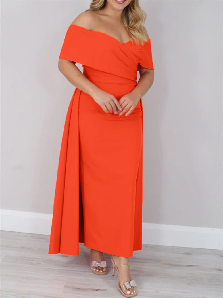 Princess a Line Off the Shoulder Mother of the Bride Dress Ankle Length