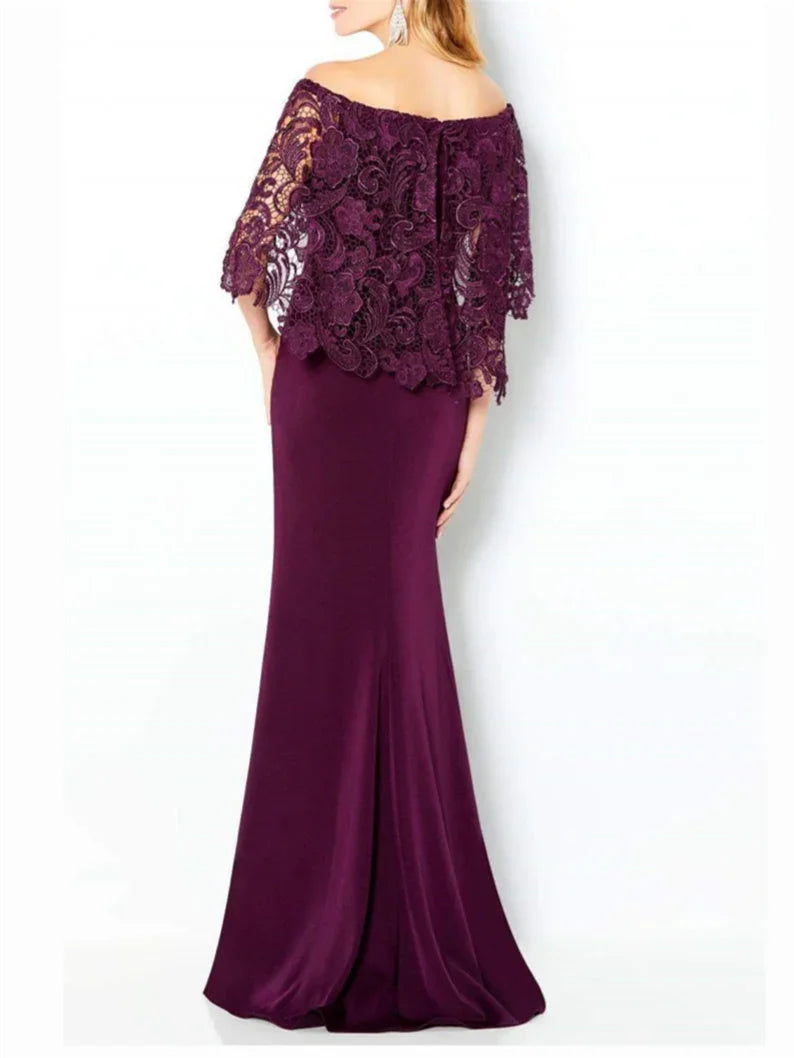 Hülle/Säule Schulterfreie Brautmutterkleider mit Spitze