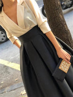 V Neck A Line Wedding Gown With Long Sleeves And Pockets For Mother Of The Bride