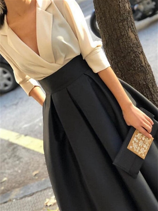 V Neck A Line Wedding Gown With Long Sleeves And Pockets For Mother Of The Bride