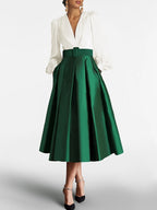 V Neck A Line Princess Gown With Long Sleeves Belt For Mother Of The Bride