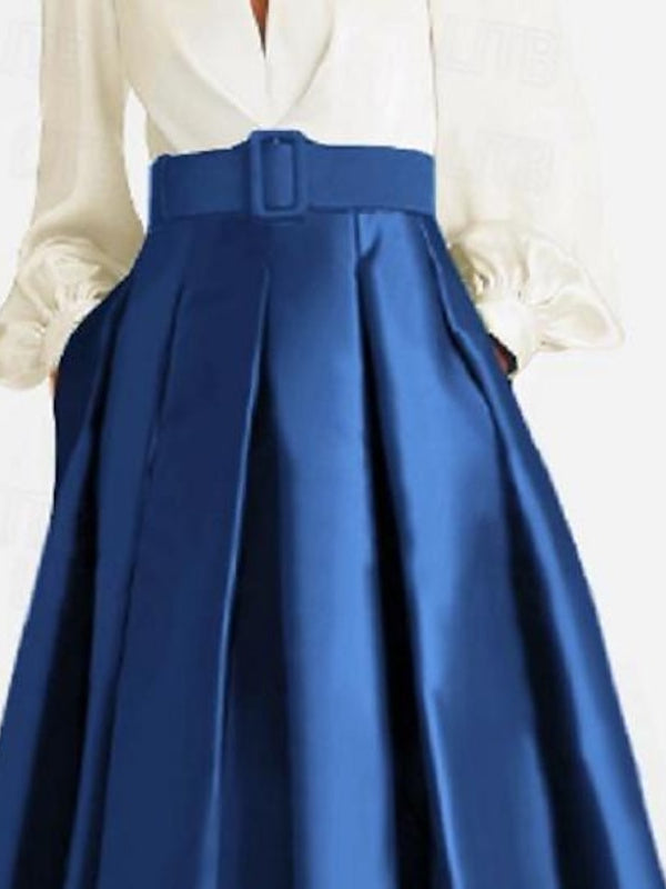 V Neck A Line Princess Gown With Long Sleeves Belt For Mother Of The Bride