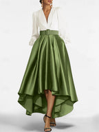 V Neck A Line Princess Asymmetrical Mother Of The Bride Dress Belt