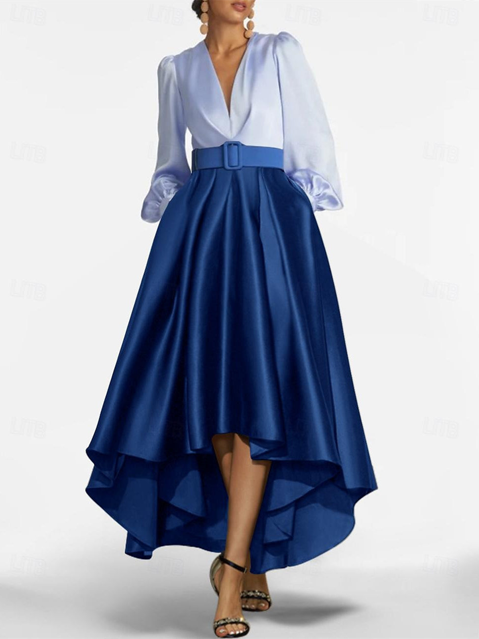 V Neck A Line Princess Asymmetrical Mother Of The Bride Dress Belt