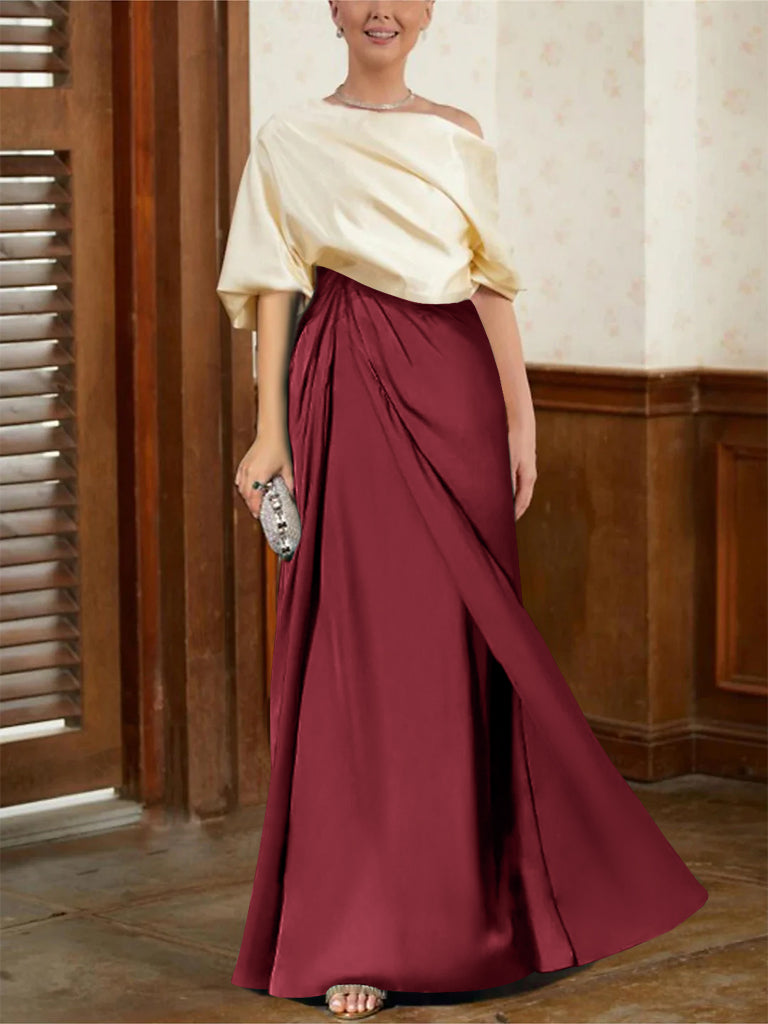 Mother Of The Bride Cowl Neck A Line Dresses With Half Sleeves