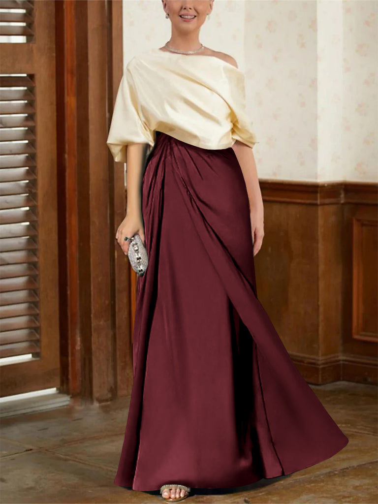 Mother Of The Bride Cowl Neck A Line Dresses With Half Sleeves