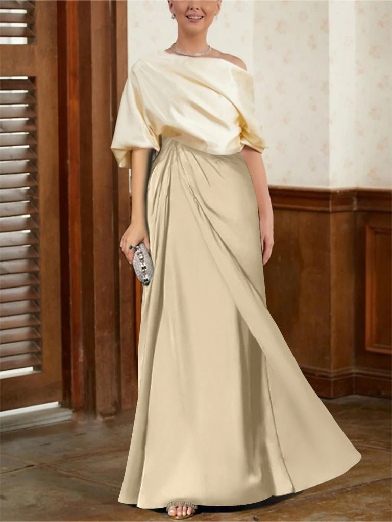 Mother Of The Bride Cowl Neck A Line Dresses With Half Sleeves