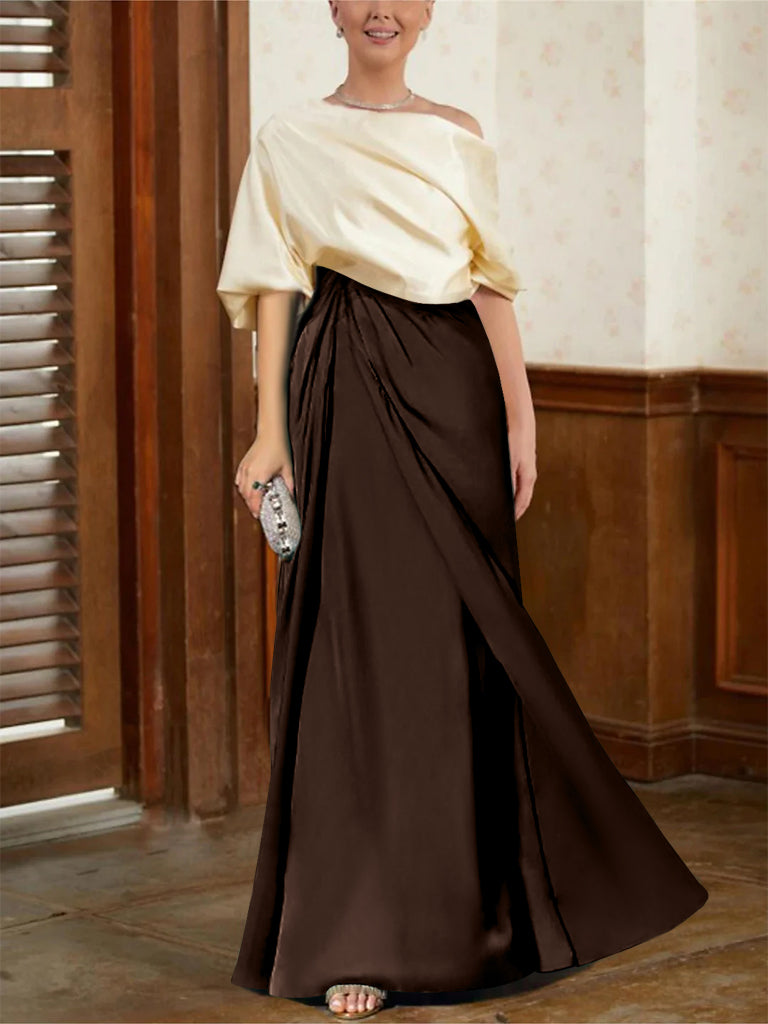 Mother Of The Bride Cowl Neck A Line Dresses With Half Sleeves