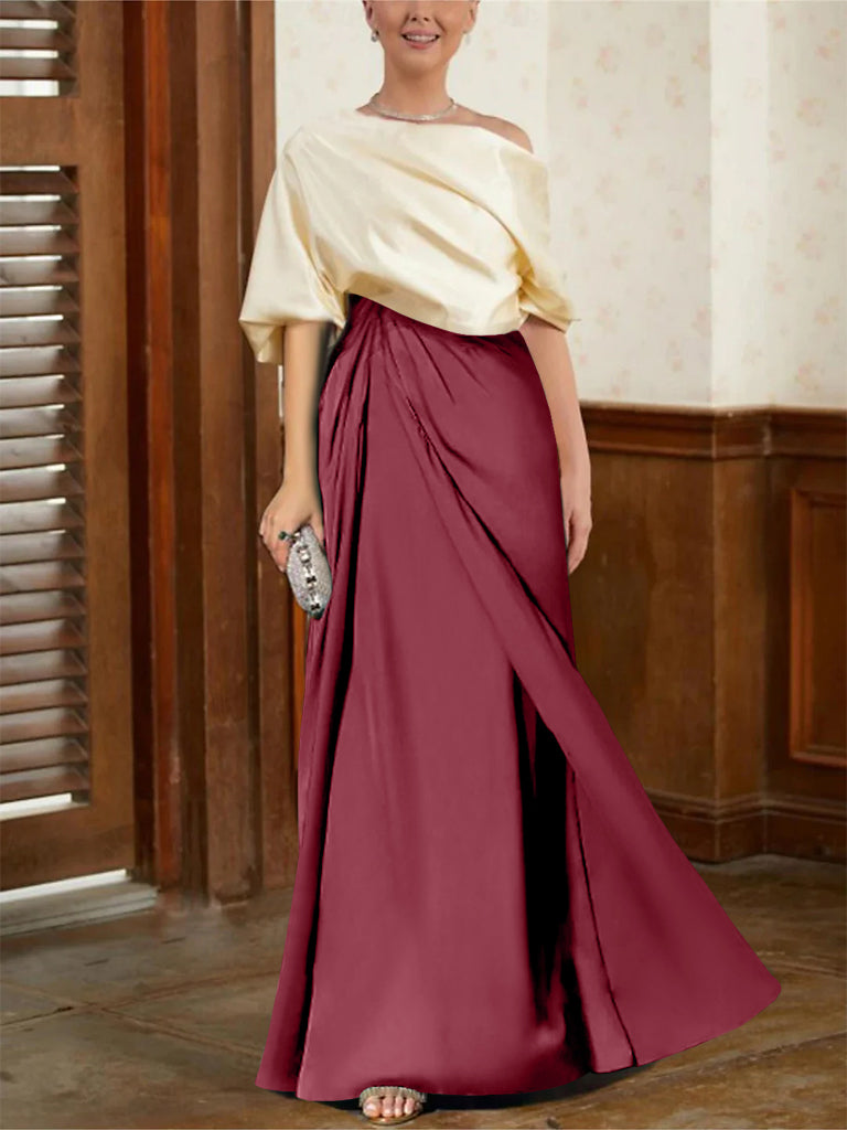 Mother Of The Bride Cowl Neck A Line Dresses With Half Sleeves