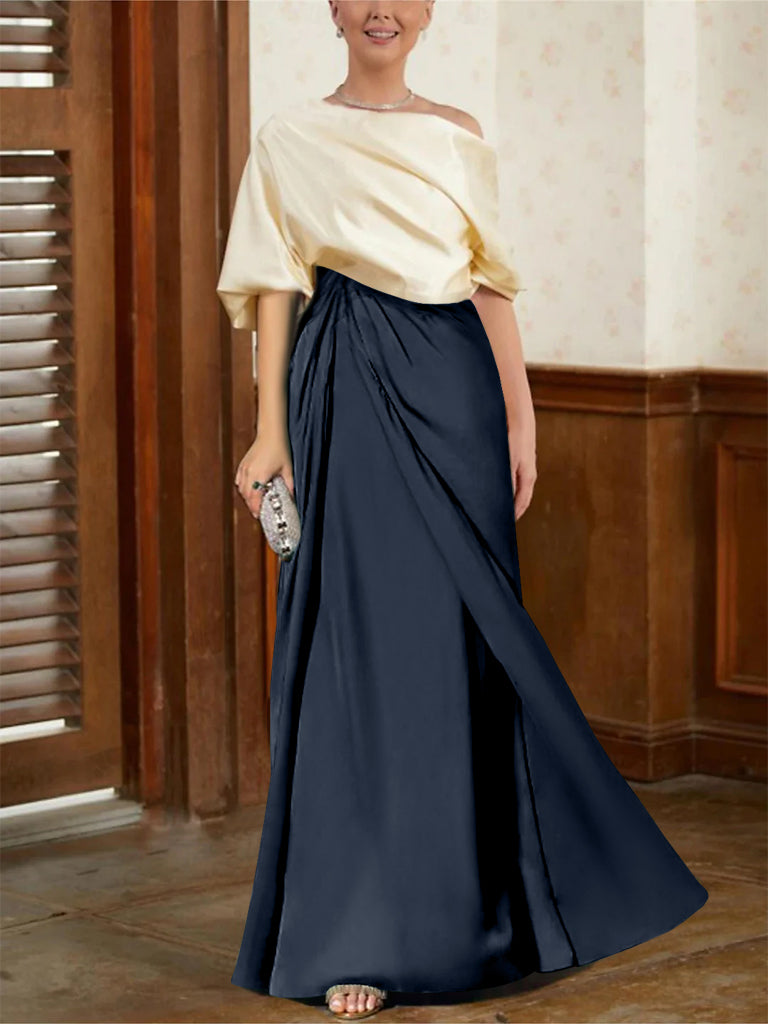 Mother Of The Bride Cowl Neck A Line Dresses With Half Sleeves