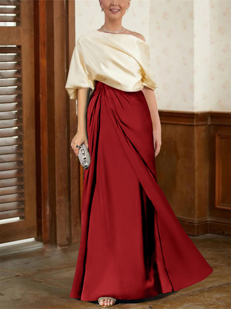Mother Of The Bride Cowl Neck A Line Dresses With Half Sleeves