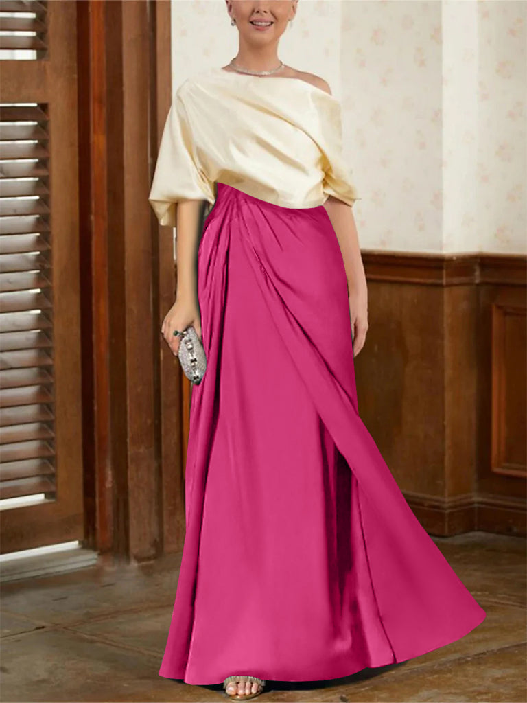 Mother Of The Bride Cowl Neck A Line Dresses With Half Sleeves