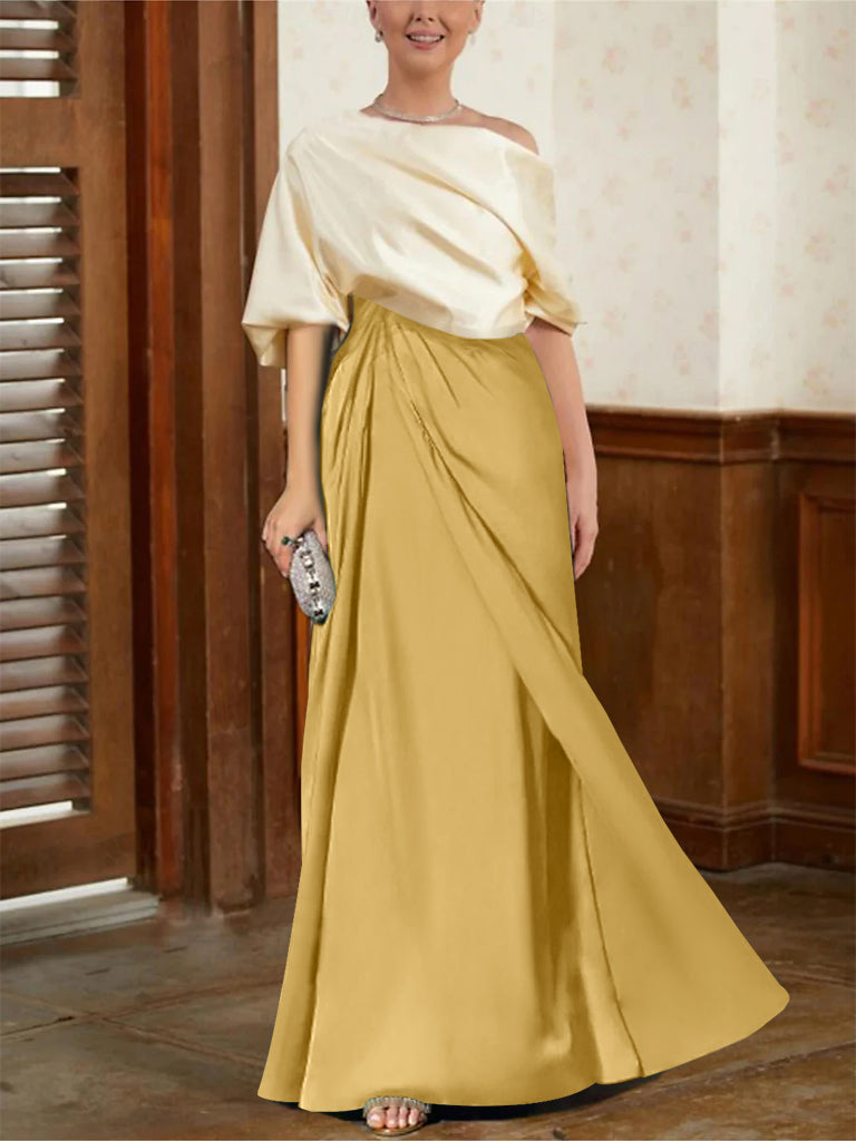 Mother Of The Bride Cowl Neck A Line Dresses With Half Sleeves