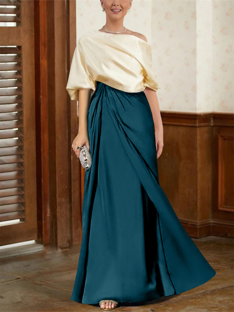 Mother Of The Bride Cowl Neck A Line Dresses With Half Sleeves