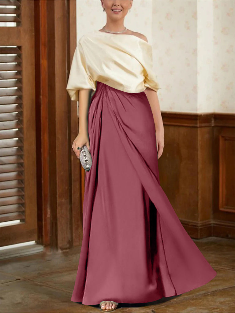 Mother Of The Bride Cowl Neck A Line Dresses With Half Sleeves