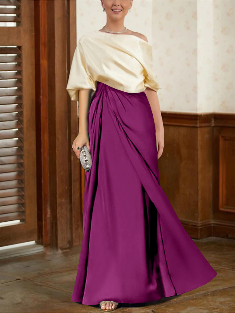 Mother Of The Bride Cowl Neck A Line Dresses With Half Sleeves
