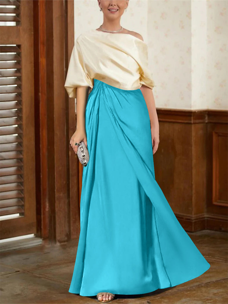 Mother Of The Bride Cowl Neck A Line Dresses With Half Sleeves