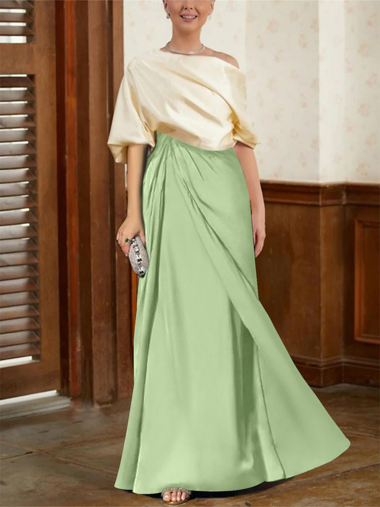 Mother Of The Bride Cowl Neck A Line Dresses With Half Sleeves
