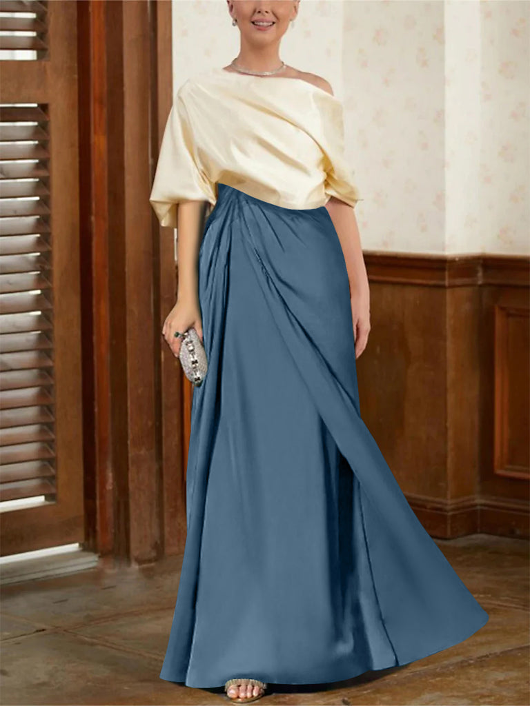Mother Of The Bride Cowl Neck A Line Dresses With Half Sleeves