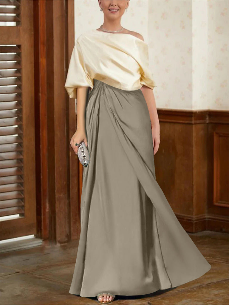 Mother Of The Bride Cowl Neck A Line Dresses With Half Sleeves