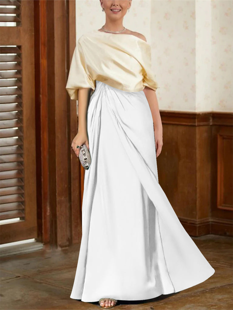 Mother Of The Bride Cowl Neck A Line Dresses With Half Sleeves