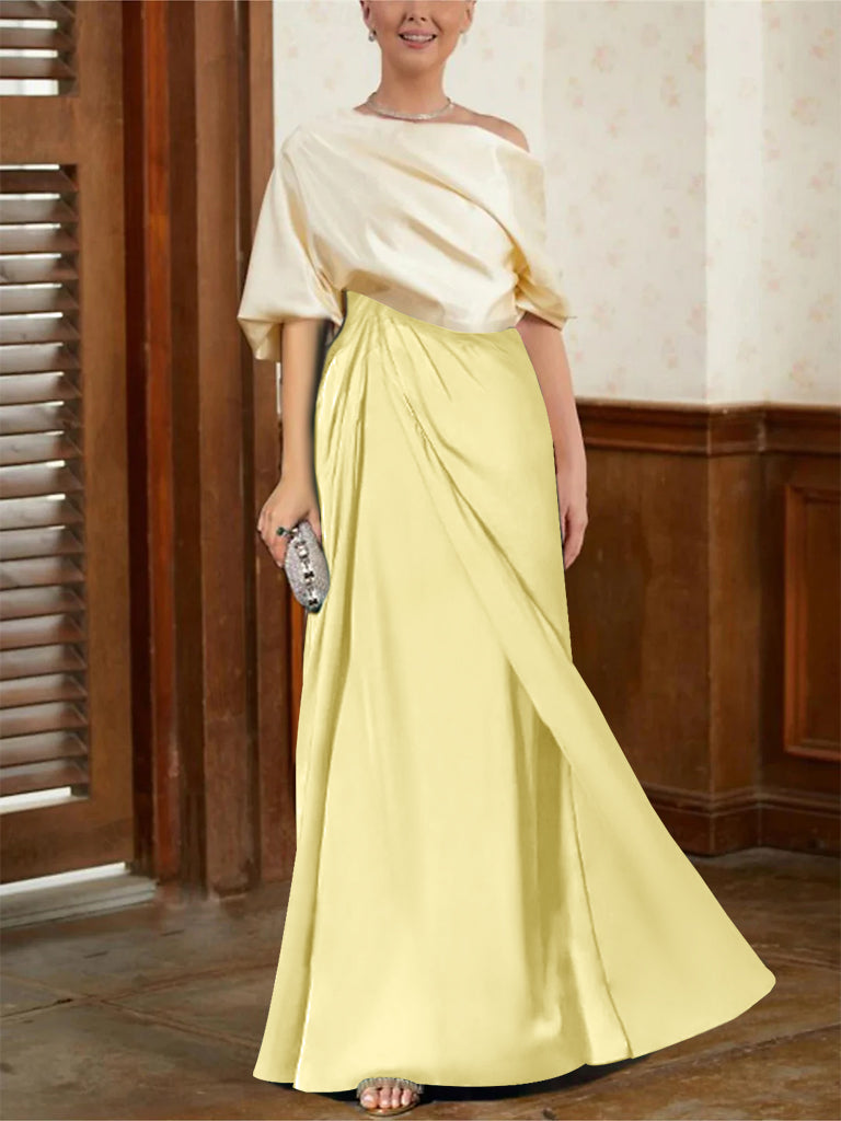 Mother Of The Bride Cowl Neck A Line Dresses With Half Sleeves